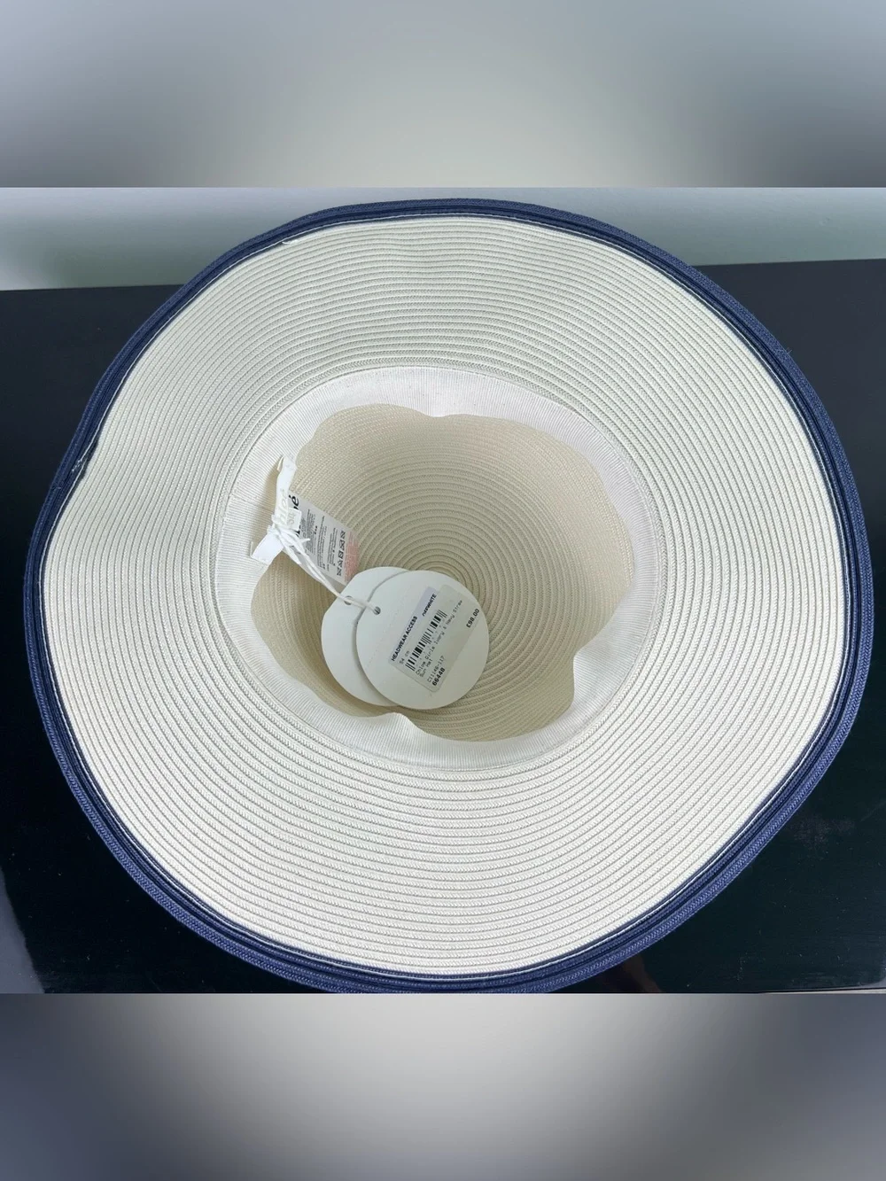 Chloé Girls Ivory & Navy Straw Sun Hat